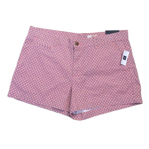 NWT Gap Low Rise Pink Print Summer Shorts Cotton Size 10 Pattern - Picture 1 of 9